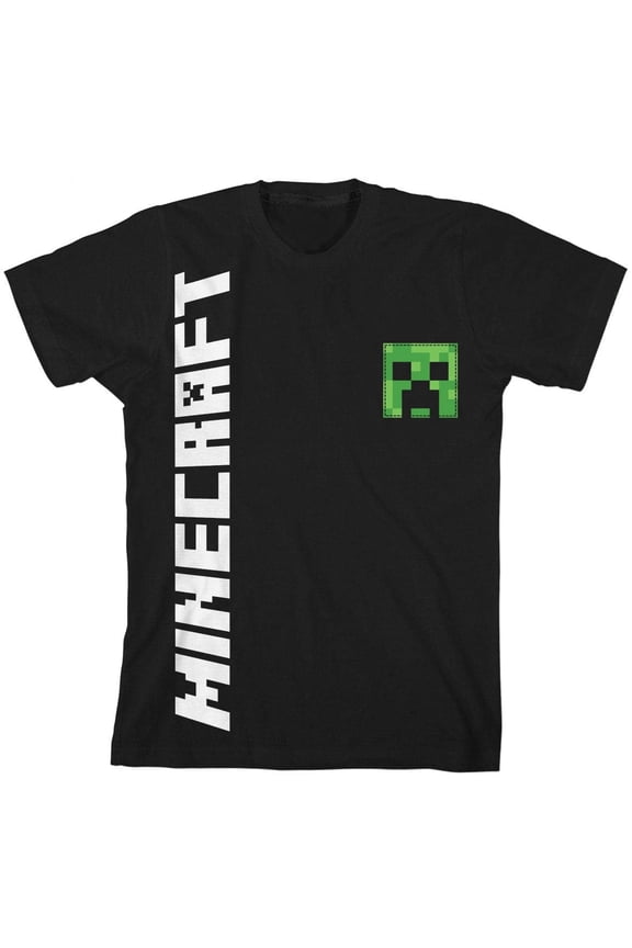 Minecraft Creeper Boys Black T-shirt-Medium