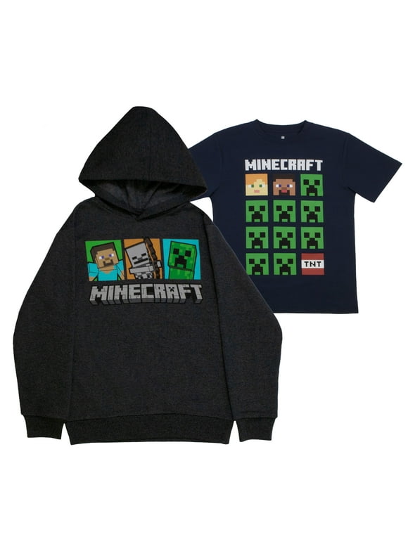 Boys Creeper Character Hoodie & TNT Graphic T-Shirt Set (Little & Big Boys), 2-Piece Bundle, Sizes 4-18