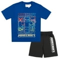 thumbnail image 1 of Minecraft Creeper Boys Short Sleeve T-Shirt & Shorts 2-Piece Gamer Outfit Set for Kids and Toddlers (Sizes 4-8), 1 of 9
