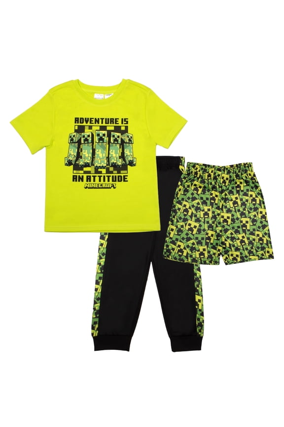 Boys 3-Piece Creeper Pants Set - Short Sleeve T-Shirt, Shorts, & Jogger Pants 3-Pack Bundle Set for Boys (Sizes 4-8)