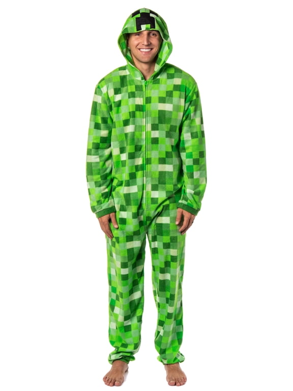 Minecraft Creeper Costume Pajama Outfit One Piece Union Suit