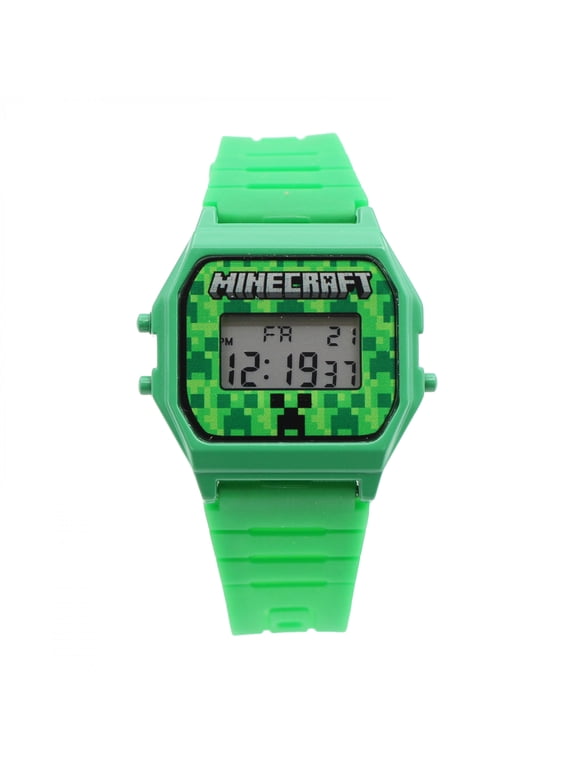 Creeper Digital Watch Face with Green Band