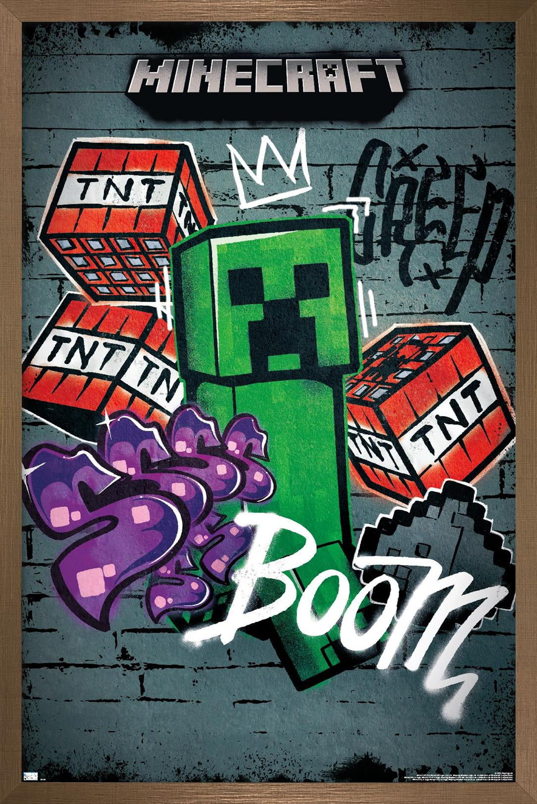 Minecraft Creeper Do Not Enter Wall Poster, 14.725" x 22.375" Framed