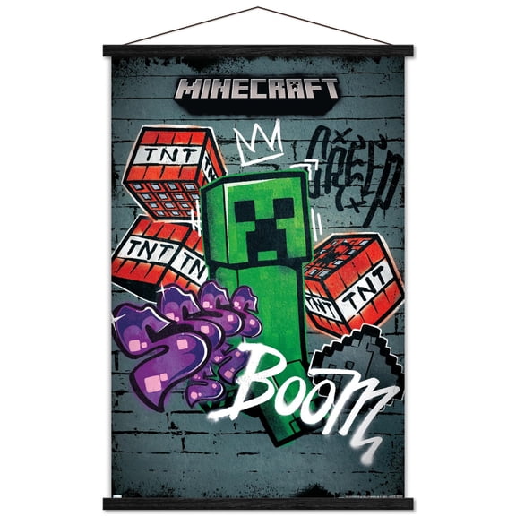 Minecraft - Creeper Do Not Enter Wall Poster with Magnetic Frame, 22.375" x 34"