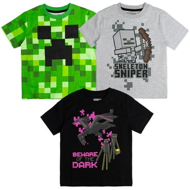 Minecraft Creeper Enderman Skeleton Little Boys 3 Pack T-Shirts Little Kid to Big