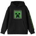 thumbnail image 1 of Minecraft Creeper Face Long Sleeve Youth Black Hooded Sweatshirt-XS, 1 of 4