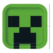 Minecraft Creeper Face Square 9" Dinner Plates, 8ct