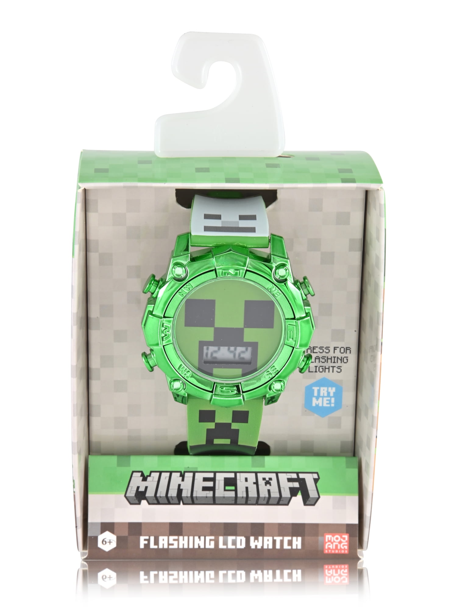 MINECRAFT Creeper Unisex Child Green LCD Watch, MIN4299WM