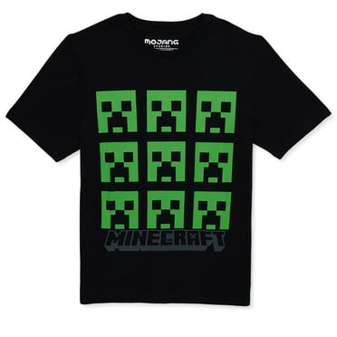 Minecraft Creeper Faces Graphic Print Short Sleeve T-shirt Big Boy's Size Medium (8)