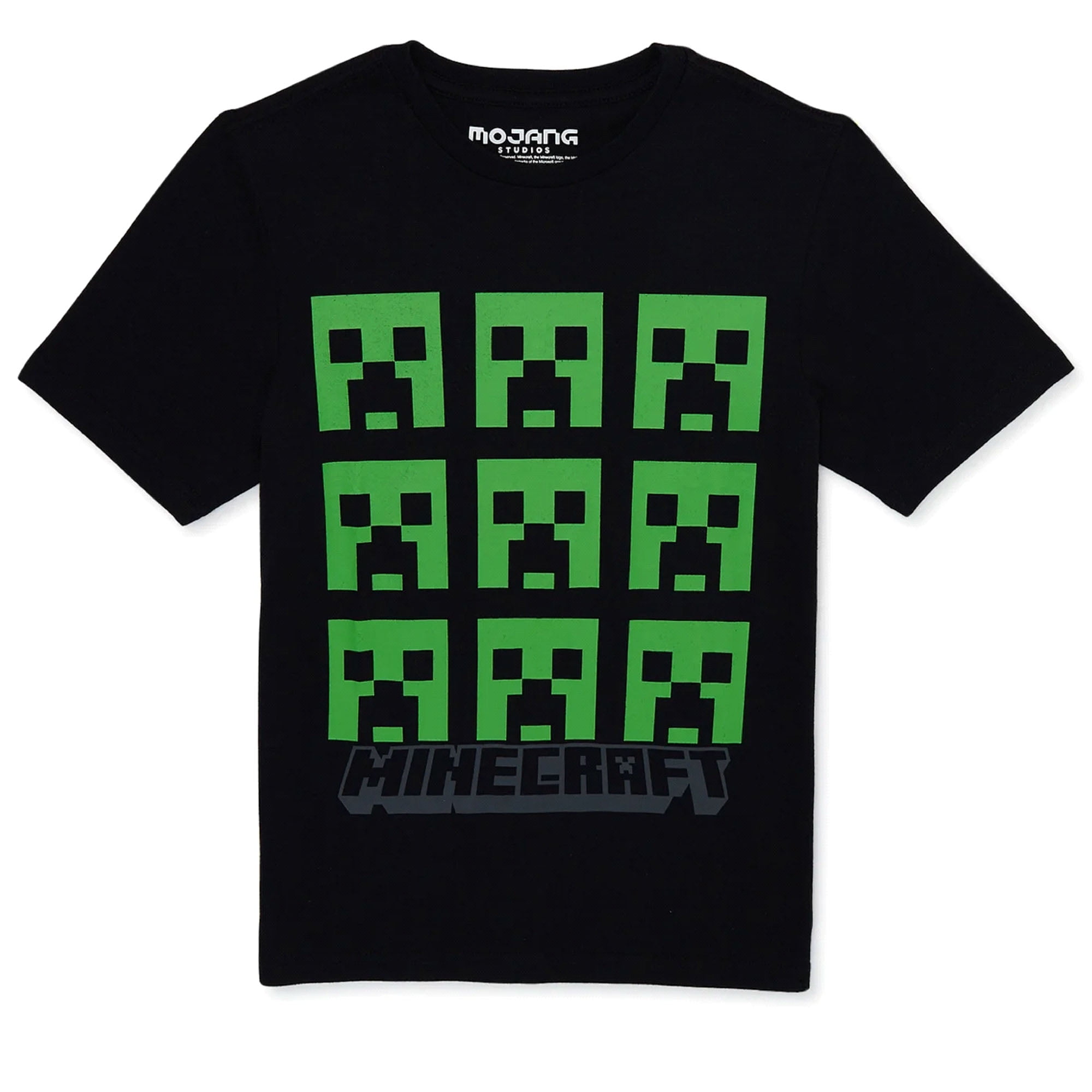 Minecraft Creeper Faces Graphic Print Short Sleeve Tshirt Little Boy's
