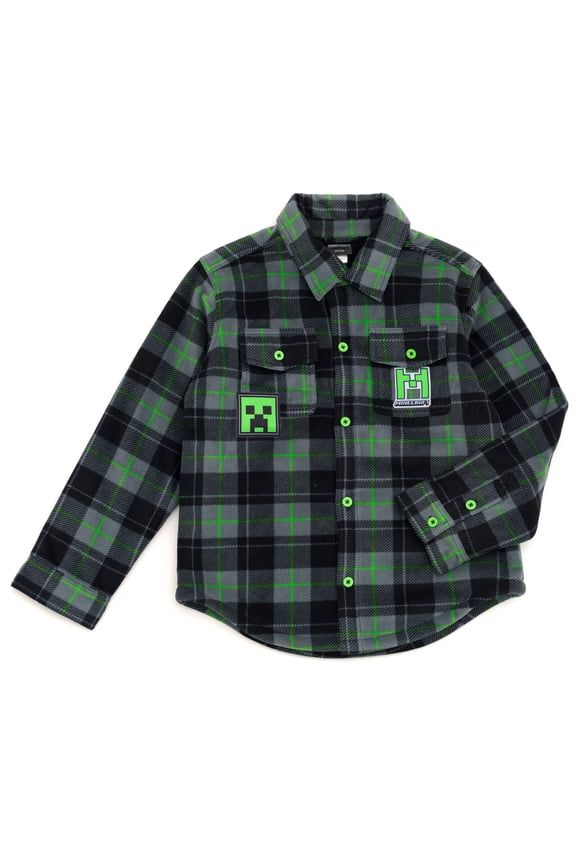 Creeper Flannel Shacket with Fleece Lining Plaid Little Kid to Big Kid