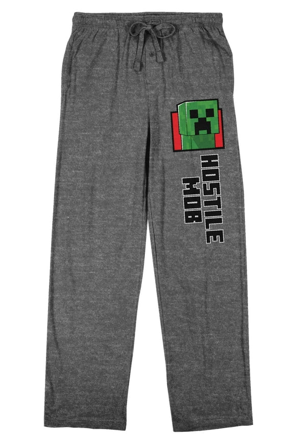 Minecraft Creeper Hostile Mob Men's Graphite Heather Sleep Pants-Medium