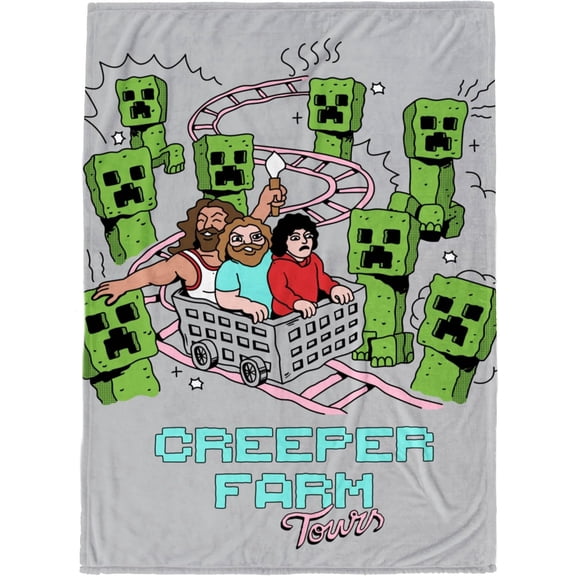 Minecraft Creeper Kids Plush Throw Blanket Soft & Comfy Fluffy 50x70 Inches