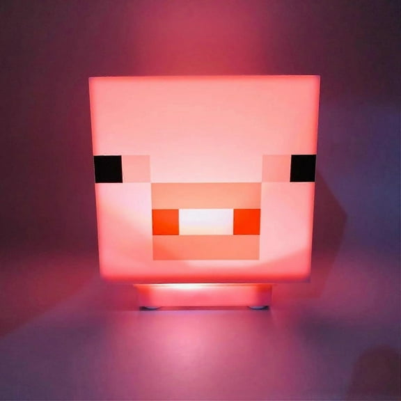 Minecraft Creeper Lamp,Decoration Night Light,Led Lights with Game Sound, Rechargeable, Bedside Lamp(Pink)