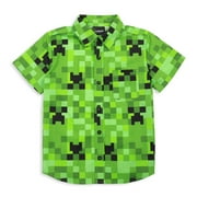 DISNEY Minecraft Creeper Little Boys Button Down Dress Shirt Little Kid to Big Kid