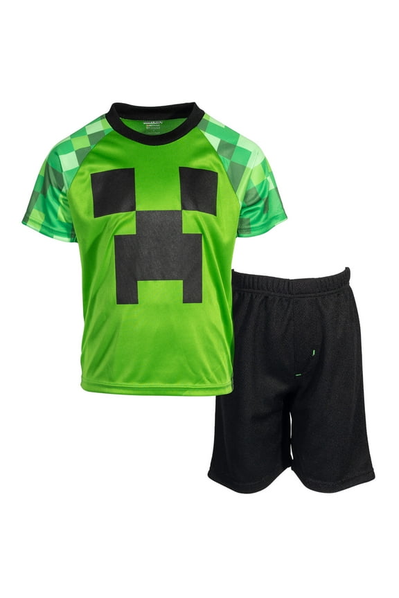 Creeper Little Boys Cosplay T-Shirt and Mesh Shorts Outfit Set Little Kid to Big Kid
