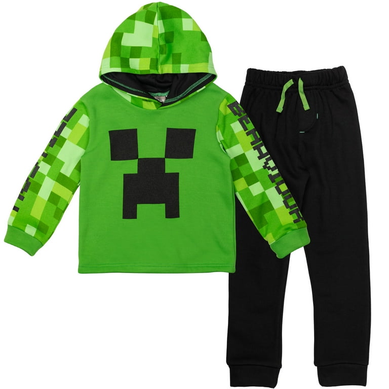 Minecraft Creeper Little Boys Fleece Hoodie and Pants Outfit Set