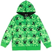 Minecraft Little Boys' Cosplay Fleece Zip-Up Hoodie Creeper Print Green