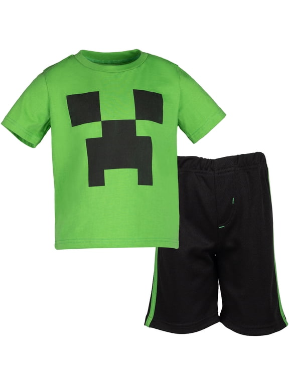 Creeper T-Shirt and Mesh Shorts Outfit Set Little Kid to Big Kid
