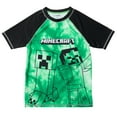 thumbnail image 1 of Minecraft Creeper Little Boys Rash Guard Swim Shirt Green 5-6, 1 of 5