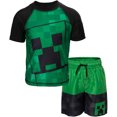 thumbnail image 1 of Minecraft Creeper Little Boys Rash Guard and Swim Trunks Outfit Set Little Kid, 1 of 5