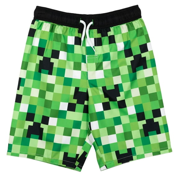 Minecraft Creeper Little Boys Swim Trunks Bathing Suit Little Kid to Big