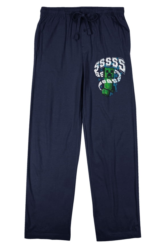 Minecraft Creeper Men's Navy Blue Graphic Sleep Pants-XXL