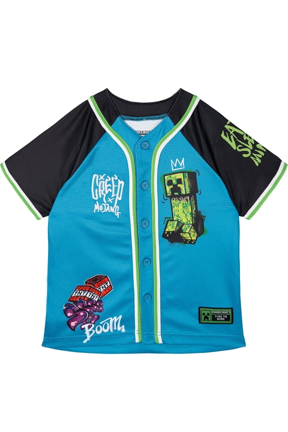 Creeper Mesh Baseball Jersey Athletic V-neck Raglan Button Down Shirt Toddler to Big Kid