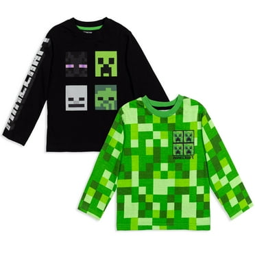 Minecraft Creeper Mobs Big Boys 2 Pack Long Sleeve T-Shirts Little Kid to Big