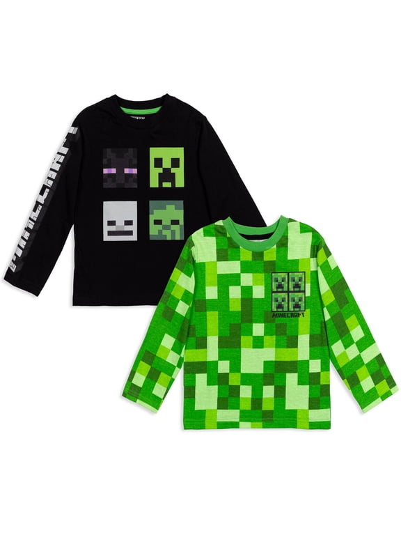 Creeper Mobs Big Boys 2 Pack Long Sleeve T-Shirts Little Kid to Big