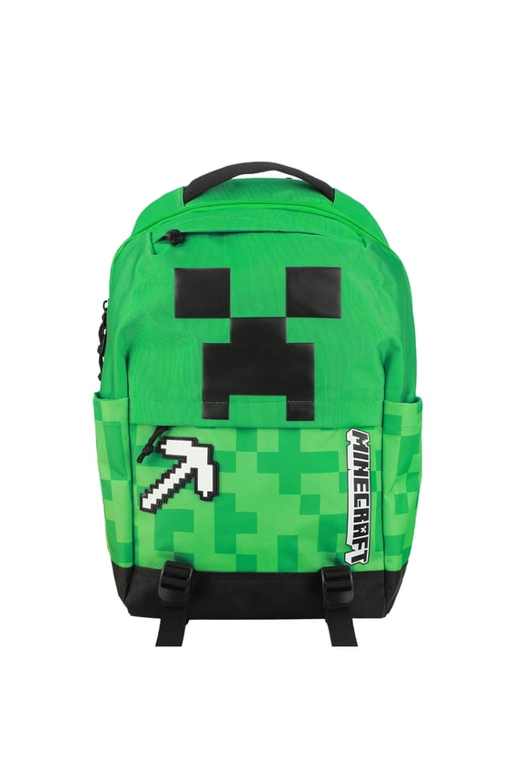 Minecraft Creeper & Pickax Green 17.5" Backpack