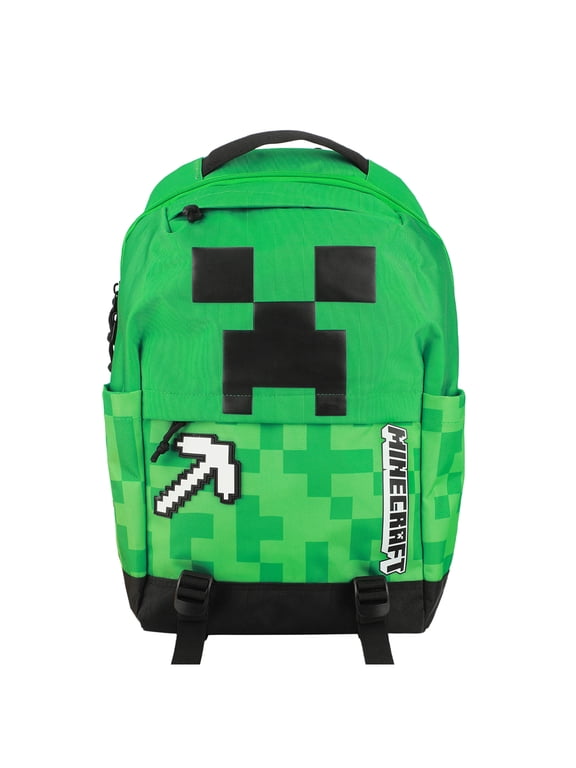 Minecraft Creeper & Pickax Green Adult 17.5" Backpack
