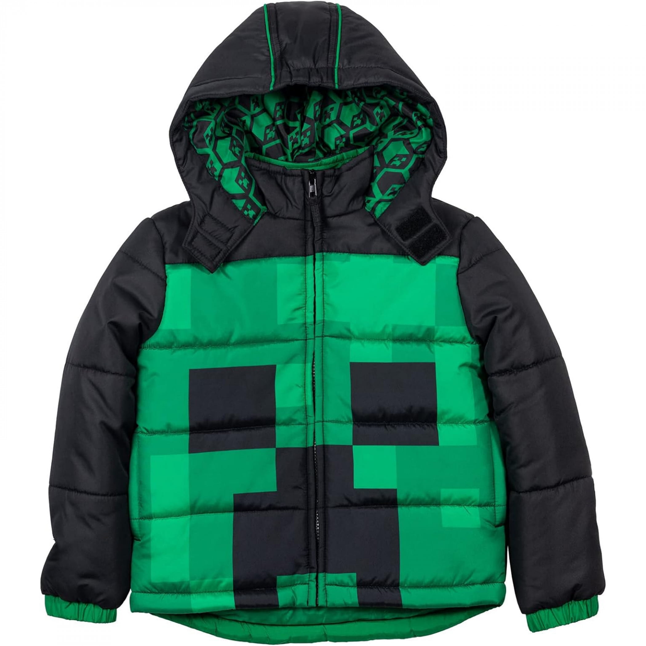 Minecraft Creeper Pixels Puffy Winter Coat-Size 10-12 - Walmart.com