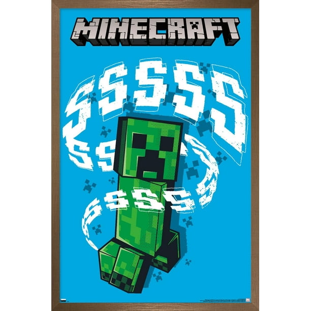 Minecraft Creeper SSS Wall Poster, 22.375" x 34", Framed