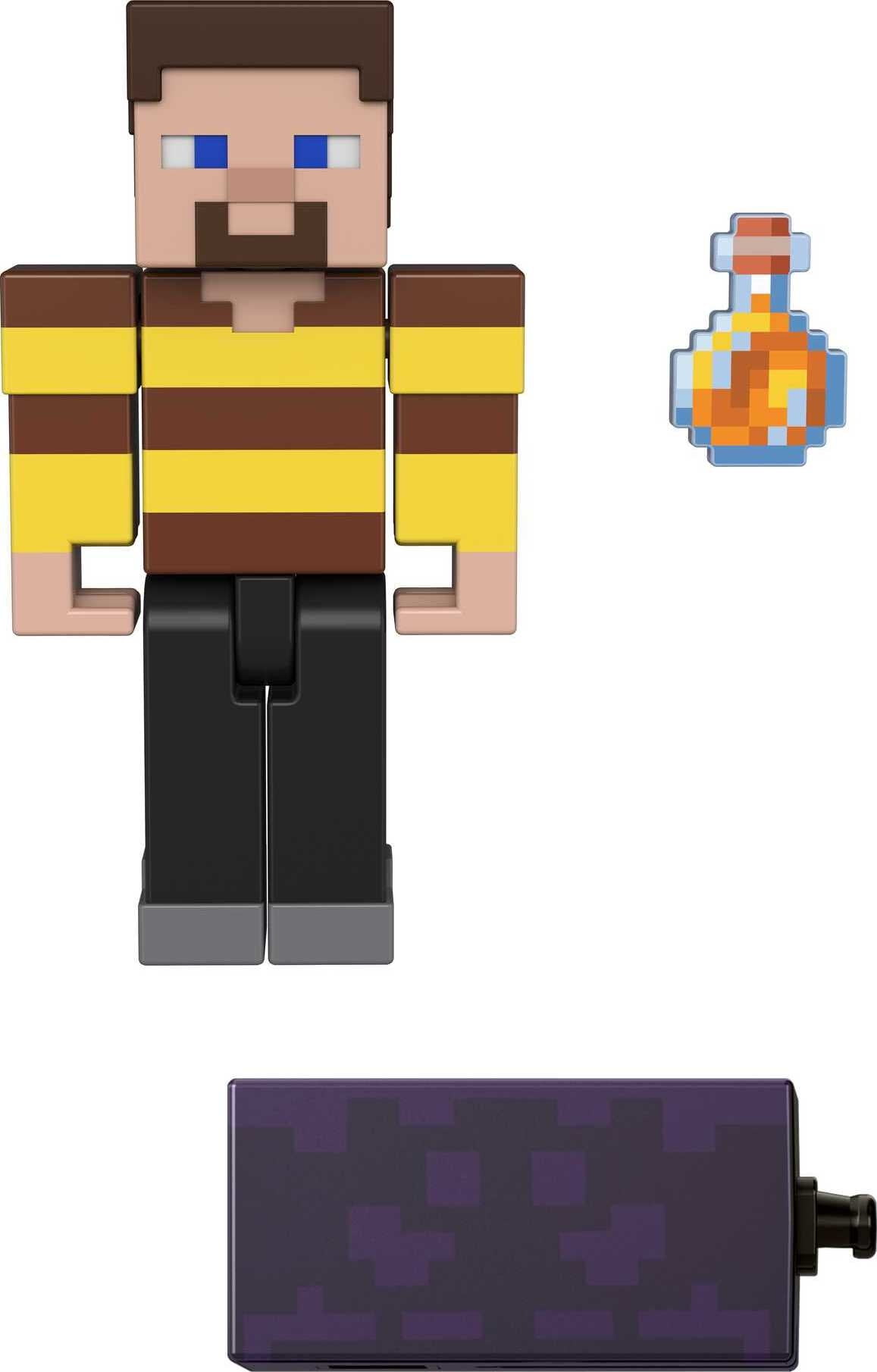  Minecraft Steve Figura de acción, 3.25 pulgadas, con 1 pieza  Build-a-Portal y 1 accesorio, juguete de construcción inspirado en los  videojuegos, regalo coleccionable para fanáticos y niños a partir de 6