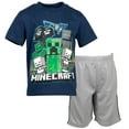 thumbnail image 1 of Minecraft Creeper Skeleton Zombie Little Boys Athletic Graphic T-Shirt and Mesh Shorts Outfit Set Blue / Grey 4, 1 of 5
