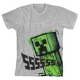 thumbnail image 1 of Minecraft Creeper Ssssssss Youth Boys Athletic Gray T-Shirt-Large, 1 of 2