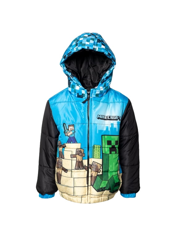 Creeper Steve Big Boys Zip Up Puffer Jacket Toddler to Big Kid