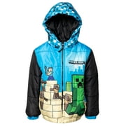 Minecraft Creeper Steve Little Boys Zip Up Puffer Jacket Toddler to Big Kid