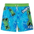 thumbnail image 1 of Minecraft Little Boys' Quick Dry Swim Trunks Blue Green Creeper, 1 of 5