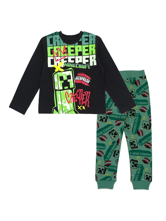 Creeper T-Shirt and Fleece Jogger Pants Outfit Set Little Kid to Big Kid