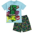 thumbnail image 1 of Minecraft Creeper T-Shirt and French Terry Shorts Outfit Set Graffiti Little Kid to Big Kid, 1 of 5