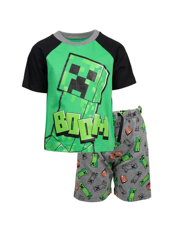Big Boys' 2-Piece T-Shirt and Shorts Set Creeper Green Charcoal