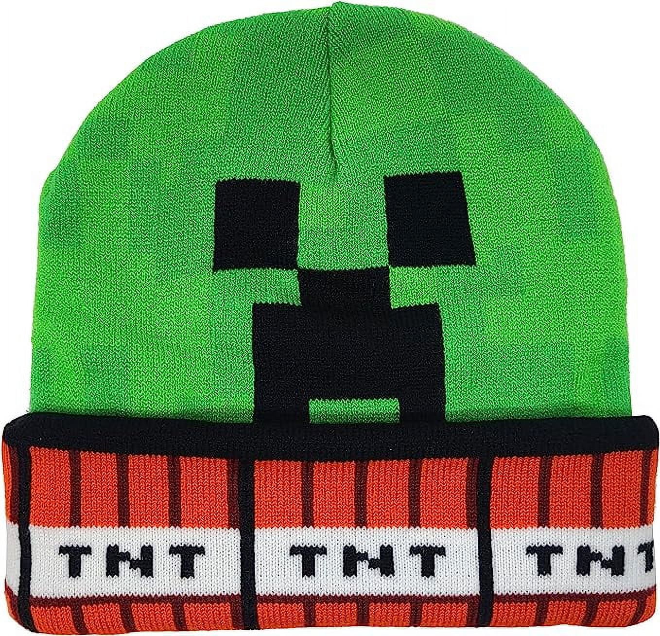 FANDOM REPUBLIC Minecraft Creeper TNT Blocks Beanie Hat for Boys Red Green