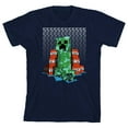thumbnail image 1 of Minecraft Creeper TNT Sound Background Boy's Navy Blue T-shirt-XL, 1 of 4