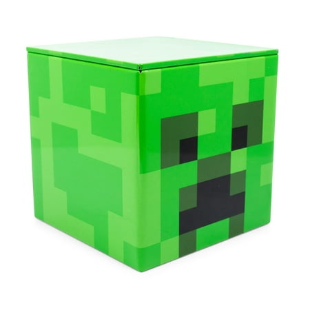 Minecraft Creeper Tin Storage Box Cube Organizer with Lid | 4 Inches