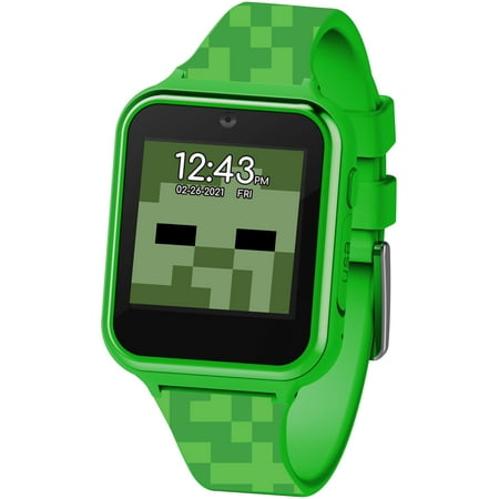 Minecraft "Creeper" Unisex Child Interactive Smart Watch with Silicone Strap in Green 40mm (Min4085)