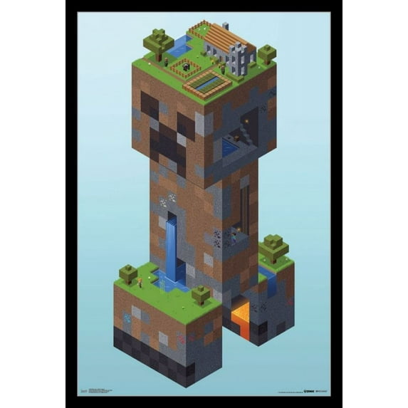 Minecraft - Creeper Village Laminated & Framed Poster Print (22 x 34)