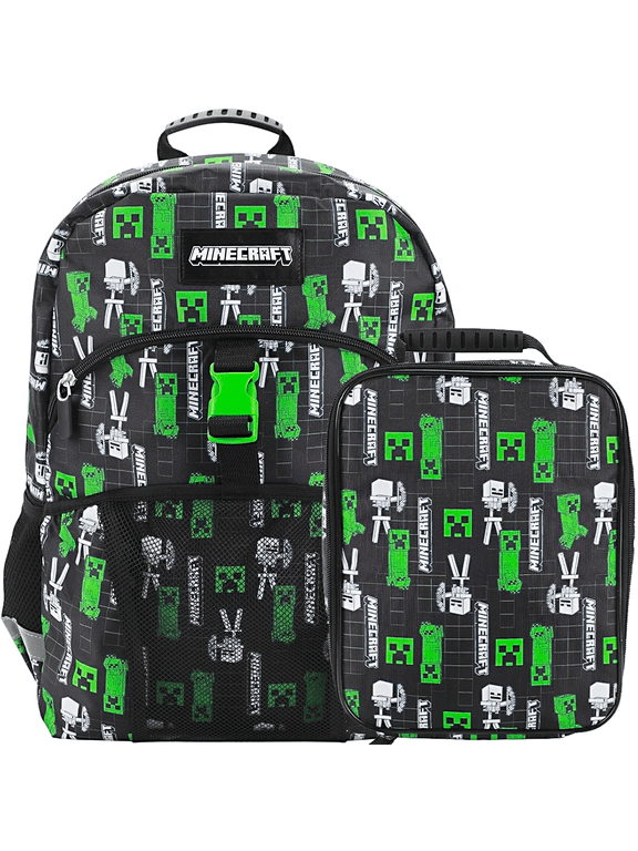 Minecraft Creepers 16-Inch Backpack with Lunch Kit, 2-Piece Set