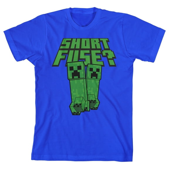 Minecraft Creepers Short Fuse Boy's Royal Blue T-shirt-Large